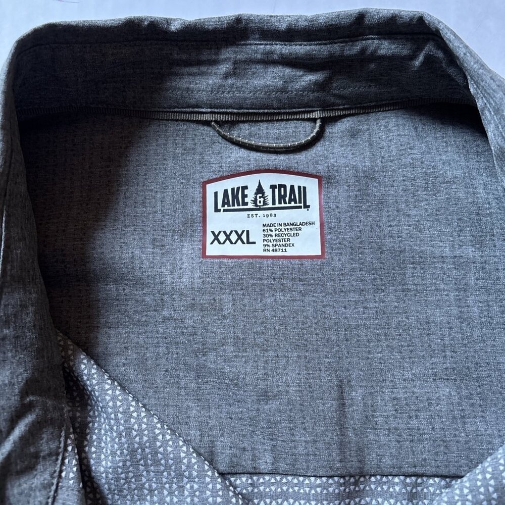 Lake & Trail Long Sleeve Hiking Shirt Size 3XL Gray Fishing Shirt - Picture 3 of 6